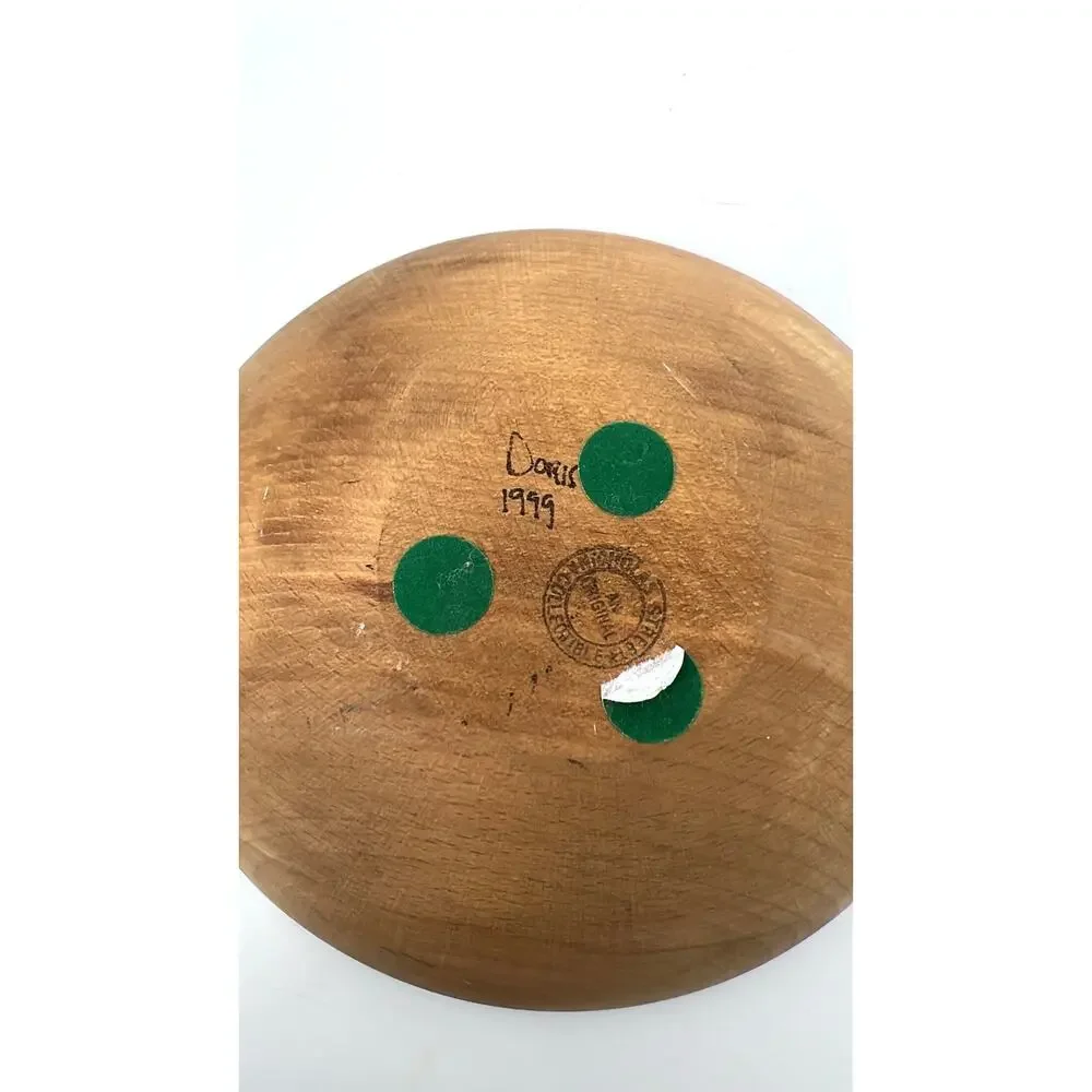 VTG 1999 Hand Painted Pumpkin Wooden Bowl Nicholas Street Collectible Folk Art